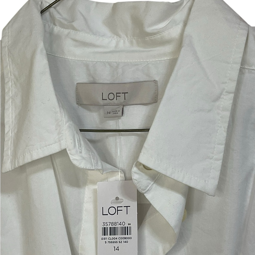 LOFT Women’s Dress Shirt Size 14 – White Button-Down Blouse – Twist Front – NWT - Picture 9 of 9